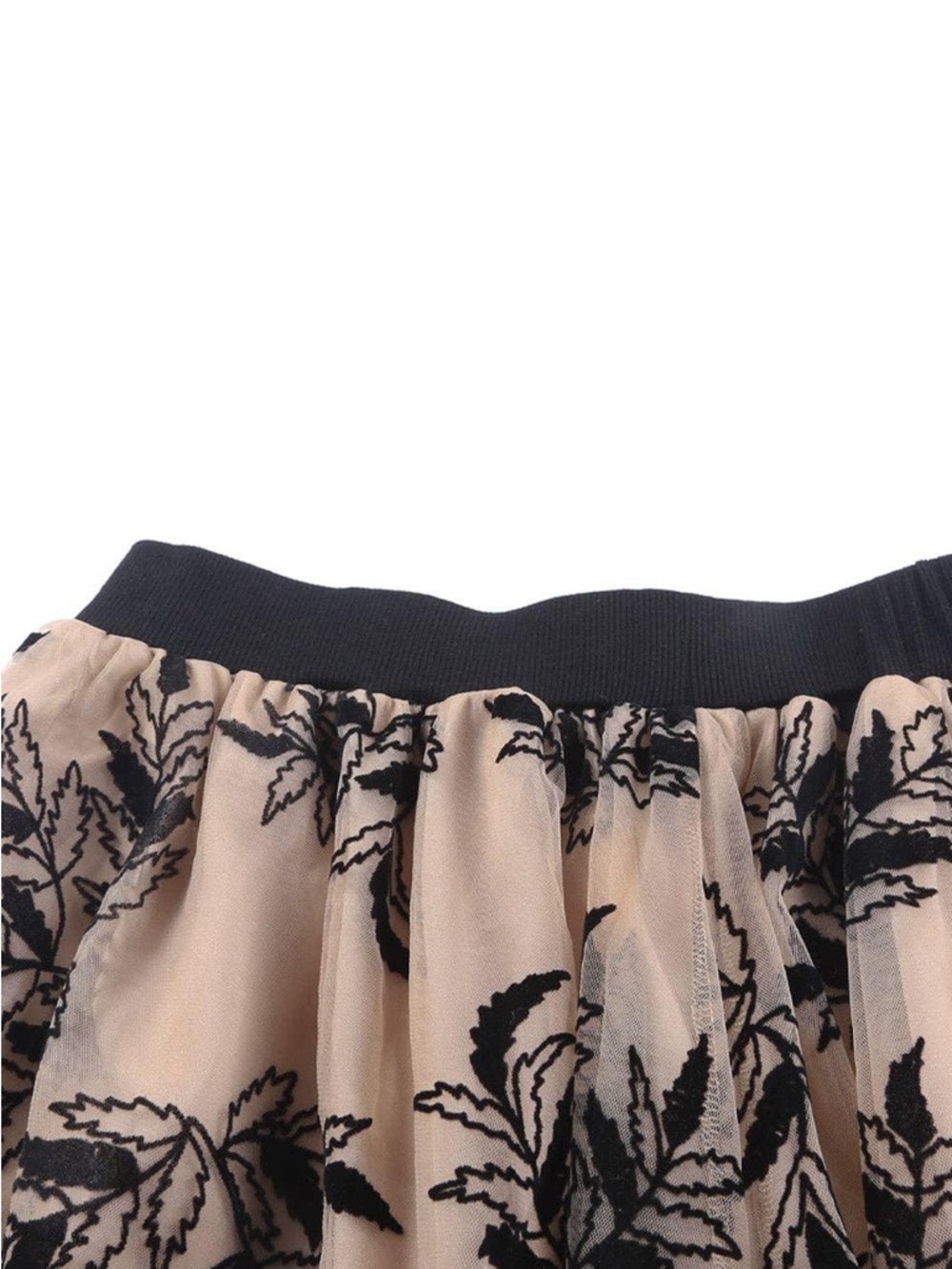 Women L Embroidered Layered Mesh Tulle Midi Skirt Fairy Boho Romantic - Picture 3 of 8